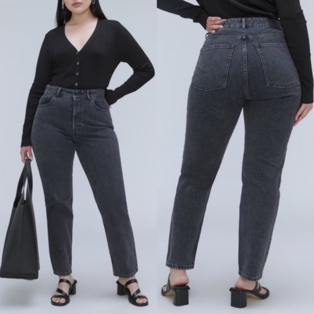 EVERLANE The Curvy Cheeky Jean High Rise Straight Leg Washed Black Size 29